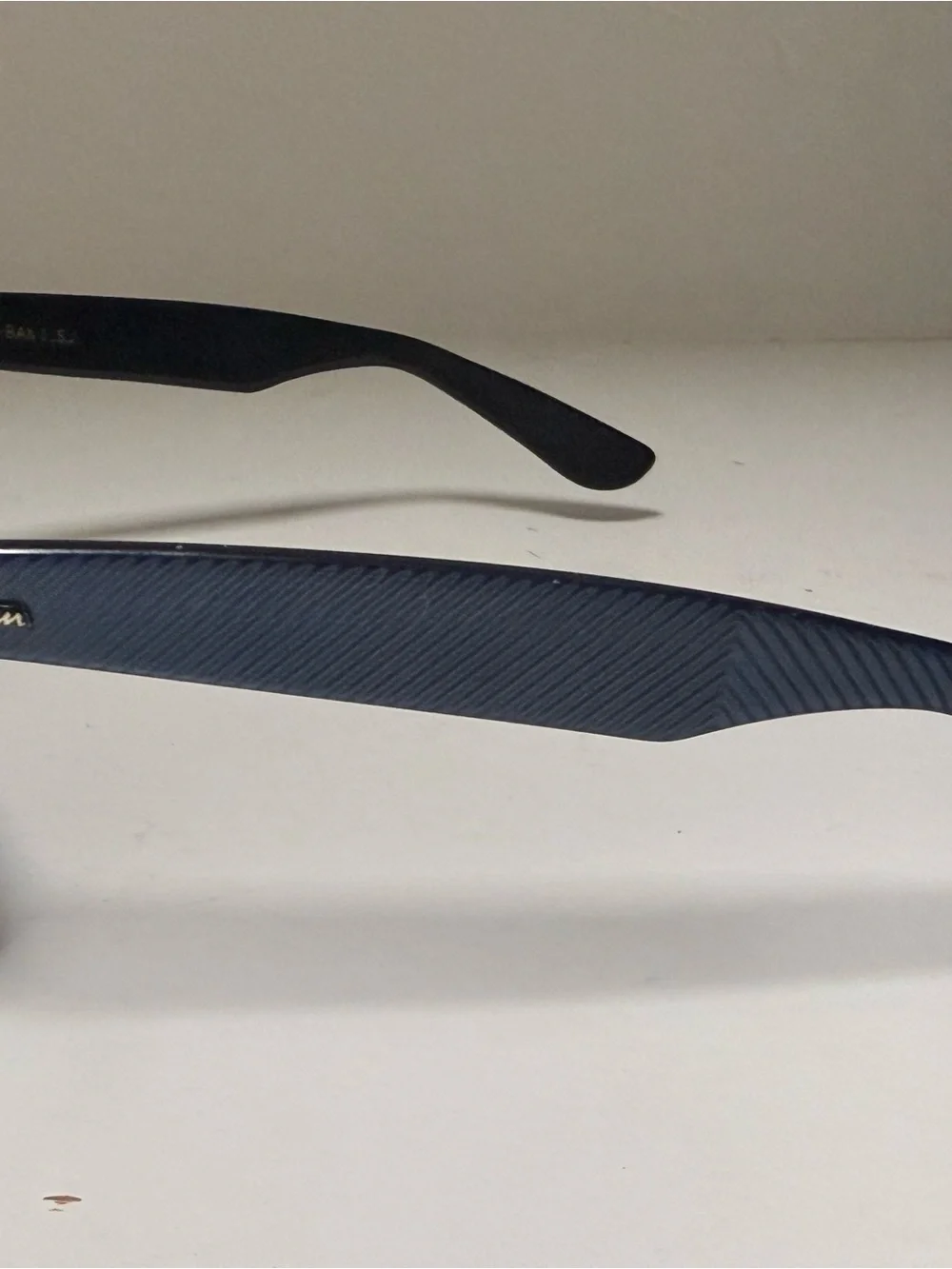 Vintage Ray-Ban WayfarerII Blue Strip Frame Sunglasses with Dark Black Lenses